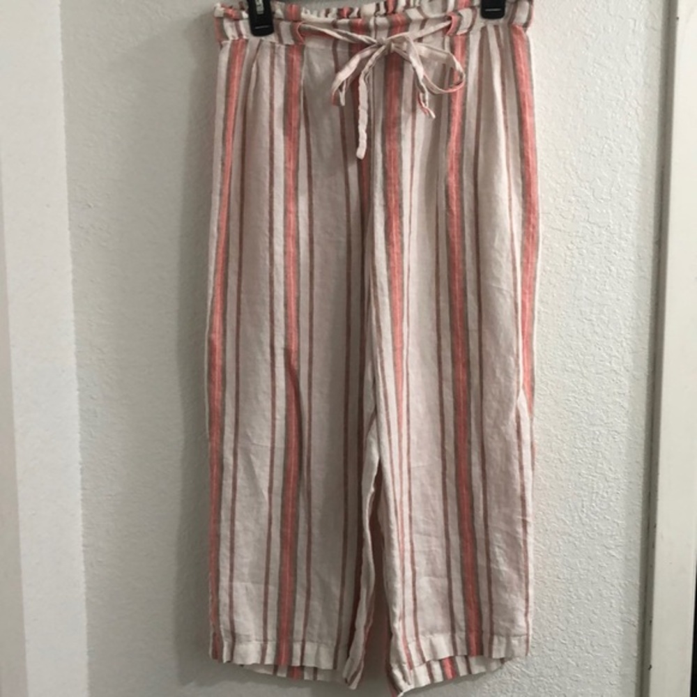 Marc New York Andrew Marc Linen Striped Capris